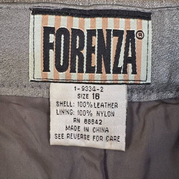 Vintage Forenza 100% Leather Silver High Rise Relaxed Straight Leg Jeans Size 32 - Picture 9 of 10